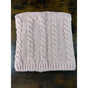 Arizona Jean Co Pink Cable Knit Sherpa Lined Neck Warmer Scarf One Size